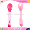 2015 Eco-friendly food grade OEM silicone rubber baby spoon and fork